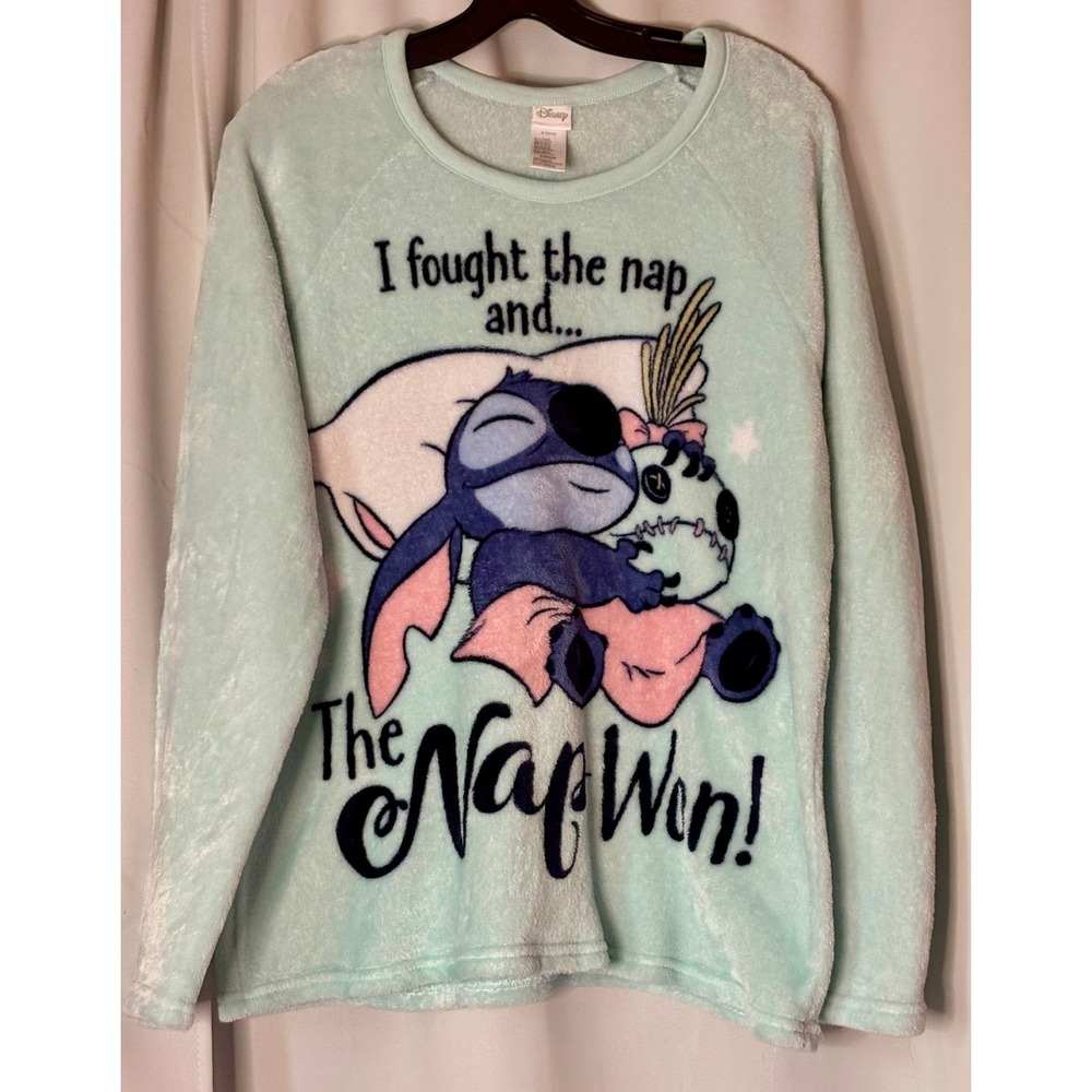 Disney Lilo & Stitch Teal Fleece Pajama Top Scrump Graphic XL LZ48601SI